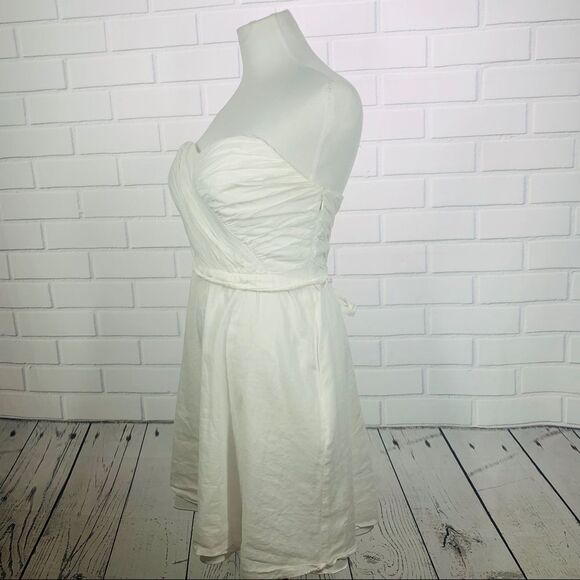 Express White Strapless Tie-Waist Dress - Size 8 - Picture 5 of 15